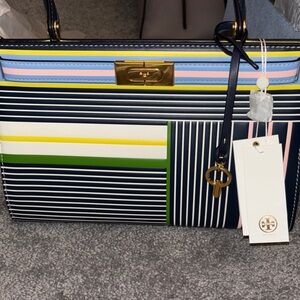 Tory Burch Striped Multicolor Tote Bag